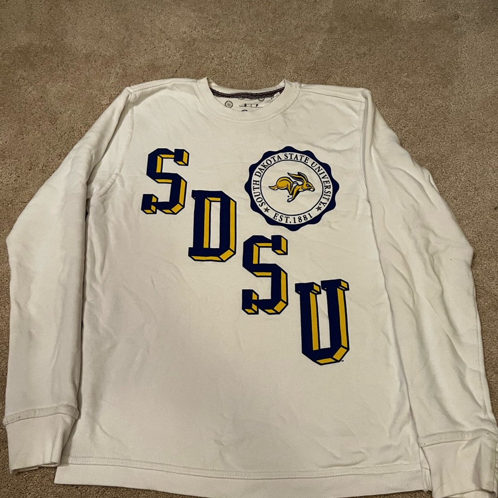 Pressbox SDSU White Long Sleeve Shirt with Blue and Yellow Accents